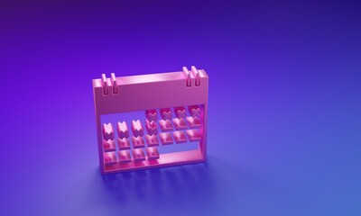 Poster - pink calendar icon isolated on purple-blue background. minimalism concept. 3d render illustration
