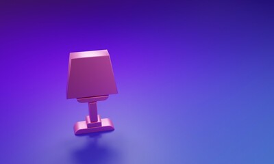 Poster - Pink Table lamp icon isolated on purple-blue background. Desk lamp. Minimalism concept. 3D render illustration
