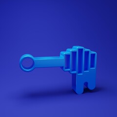 Poster - Blue Honey dipper stick with dripping honey icon isolated on blue background. Honey ladle. Minimalism concept. 3D render illustration