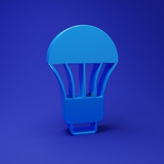 Poster - Blue LED light bulb icon isolated on blue background. Economical LED illuminated lightbulb. Save energy lamp. Minimalism concept. 3D render illustration