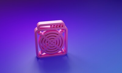 Poster - Pink ASIC Miner icon isolated on purple-blue background. Cryptocurrency mining equipment and hardware. Application specific integrated circuit. Minimalism concept. 3D render illustration