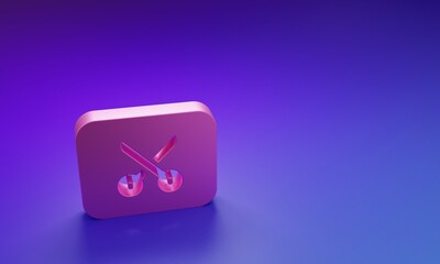 Poster - Pink Music or video editing icon isolated on purple-blue background. Minimalism concept. 3D render illustration