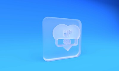 Poster - Frosted glass Video game bar icon isolated on blue background. Square frosted glass button. 3D render illustration