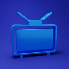 Poster - Blue Football soccer match on TV icon isolated on blue background. Football online concept. Minimalism concept. 3D render illustration