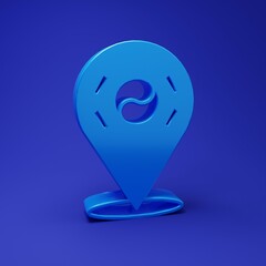 Fototapete - Blue Location South Korea icon isolated on blue background. Minimalism concept. 3D render illustration