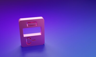 Poster - Pink Exam paper with incorrect answers survey icon isolated on purple-blue background. Bad mark of test results. Minimalism concept. 3D render illustration