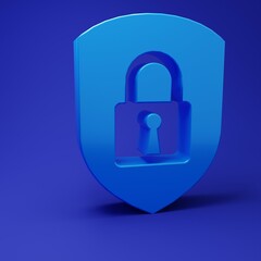 Poster - blue shield security with lock icon isolated on blue background. protection, safety, password securi