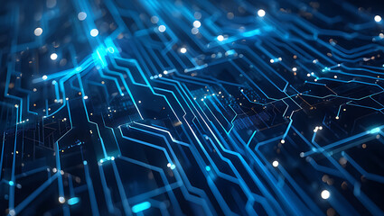 Fototapete - Abstract Futuristic Circuit Board Technology Background High-Resolution Digital Illustration