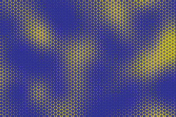 Fototapete - Abstract background with yellow triangle dots. Triangle halftone geometric background. Halftone triangular retro 80s pattern. Minimal style retro dynamic wallpaper.	