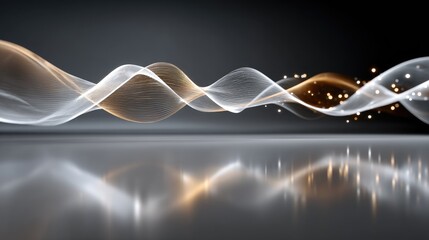 Fototapete - Colorful sound waves illustrate movement and energy against a grey backdrop, creating an engaging visual experience filled with light