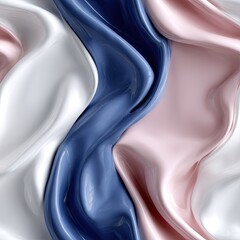 Poster - Soft cream waves flow over a pastel canvas, blending light pink and blue tones with elegant curves that add texture. SEAMLESS PATTERN