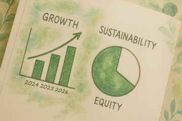 Poster - Growth and Sustainability Concepts Illustrated with Charts and Graphs for Environmental Awareness
