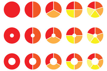 Poster - Set of pie chart graph design. Pie chart set, segmented circle icons, circle diagram with sections or parts, vector. Pie chart infographic set.