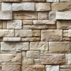 Poster - Brown and beige stone wall features decorative rocks ideal for seamless decoration in interior or exterior settings SEAMLESS PATTERN