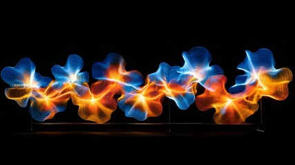 Poster - Vibrant display of colorful lights illuminating the night sky with abstract patterns and designs
