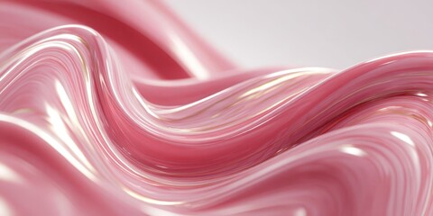 Leinwandbilder - 3D Abstract Pink Waves with Smooth Curves for Modern Digital Art