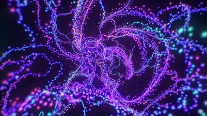 Poster - Colorful particles swirl, creating a mesmerizing display of light and movement against a dark backdrop, resembling a cosmic dance or an abstract painting