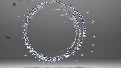 Poster - Metallic spheres gracefully rotate, creating mesmerizing concentric circles against contrasting white and gray backdrops, offering a visually captivating abstract animation
