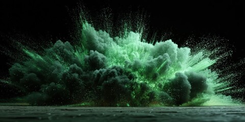 Leinwandbilder - Dynamic Explosive 3D Particle Burst in Green and Black Colors
