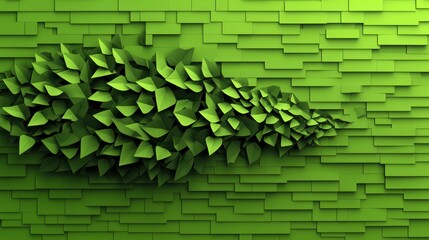 Fototapete - Abstract Green Geometric Leaves Background