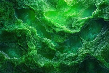 Fototapete - Abstract Green Textured Background with 3D Depth and Organic Patterns