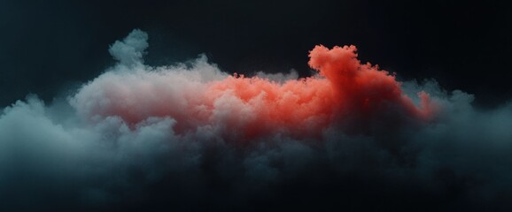 Fototapete - Abstract Red and Gray Cloud Formation on Dark Background