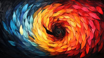 Fototapete - Abstract Swirling Galaxy: A Dynamic Composition of Blue, Orange, and Red Hues