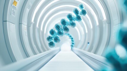 Poster - Futuristic Laboratory with DNA Model and Modern Technology in High-Tech Environment