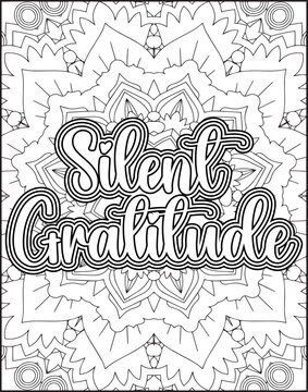 Gratitude Motivational Quote Coloring Page for Adults.