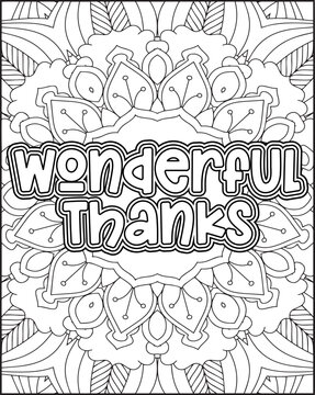 Gratitude Motivational Quote Coloring Page for Adults.