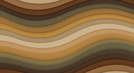 Aufkleber - Earthy Tones Wavy Abstract Background with Subtle Shadows and Depth