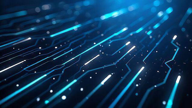 Abstract Futuristic Technology Background Glowing Circuit Lines and Nodes