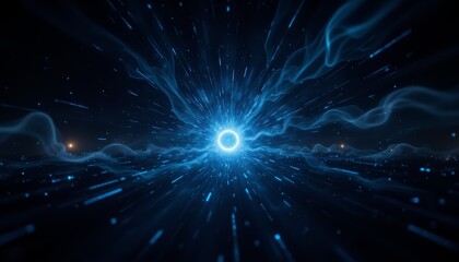 Poster - Dazzling blue explosion, a stunning display of light, streaks, and sparks blue