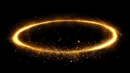 Poster - Golden sparkle and light frame, luxury theme, black background with shimmering particles and glowing gold lines forming a border, elegant and festive