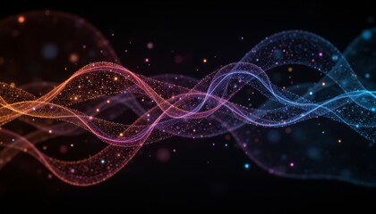 Poster - Abstract background with glowing lines and particles, futuristic digital art design