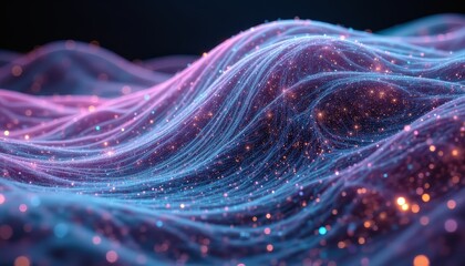 Poster - Dynamic flowing waves abstract background in blue and pink, vibrant design for modern projects