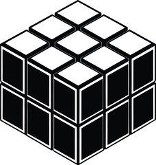 Poster - Abstract black and white cube puzzle illustration a geometric design of interlocking squares