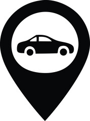 Poster - Black and white car location pin icon graphic design element