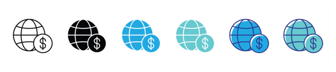 Poster - global currency icon set. containing a universal representation of worldwide financial transaction a