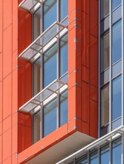 Aufkleber - Detail of Cladding Fixings and Anchors on a Modern Building Facade With Grid Plan, Highlighting Bright Upper Margins Beneath Windows