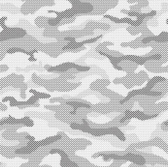 Leinwandbilder - Abstract halftone camouflage military texture background soldier repeated seamless pattern. Dotted camouflage pattern background seamless vector illustration.
