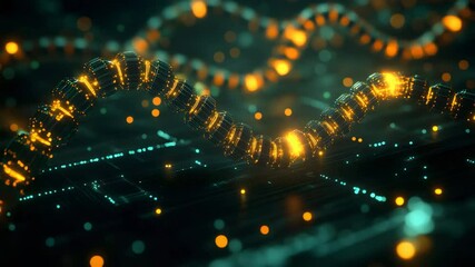 Poster - Circuit board with glowing lights illuminating intricate pathways in a darkened technological environment