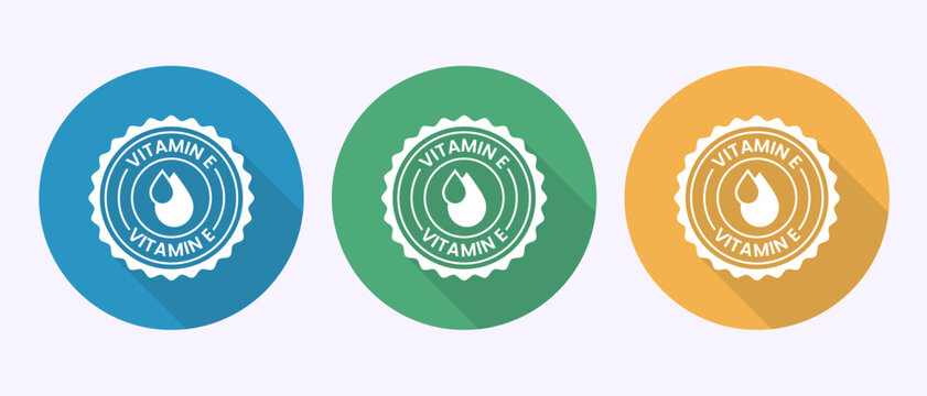 Vitamin E icon design illustration. Vitamin E sign symbol in shadow button design