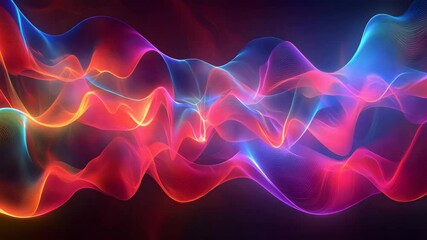 Fototapete - Vibrant colorful wave of light flowing through darkness creating an ethereal and dreamy atmosphere