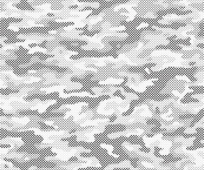 Leinwandbilder - Abstract halftone camouflage military texture background soldier repeated seamless pattern. Dotted camouflage pattern background seamless vector illustration.