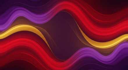 Aufkleber - Abstract Wavy Lines in Red, Purple, and Gold, Modern Digital Art