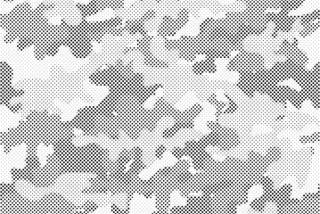 Leinwandbilder - Abstract halftone camouflage military texture background soldier repeated seamless pattern. Dotted camouflage pattern background seamless vector illustration.