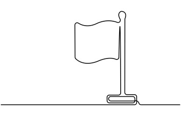 Poster -  Flag Continuous one line empty, white flag drawing. Flag Vector illustration on white background