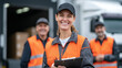 © Maksym - Female worker leads team on loading dock, clipboard and confidence in hand.