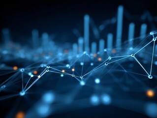 Poster - Big data concept with glowing graphs and interconnected nodes on a blue tech background 